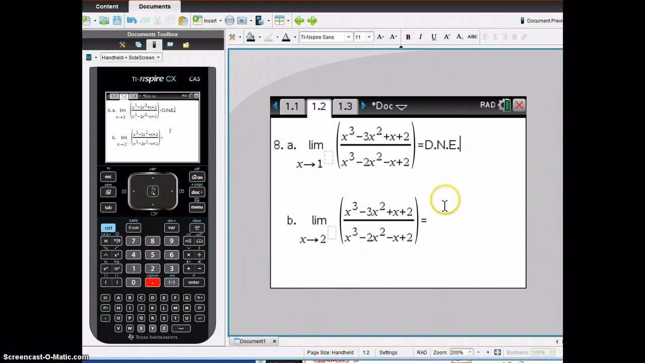 How to calculate limits using TI-Nspire CAS handheld or computer software?