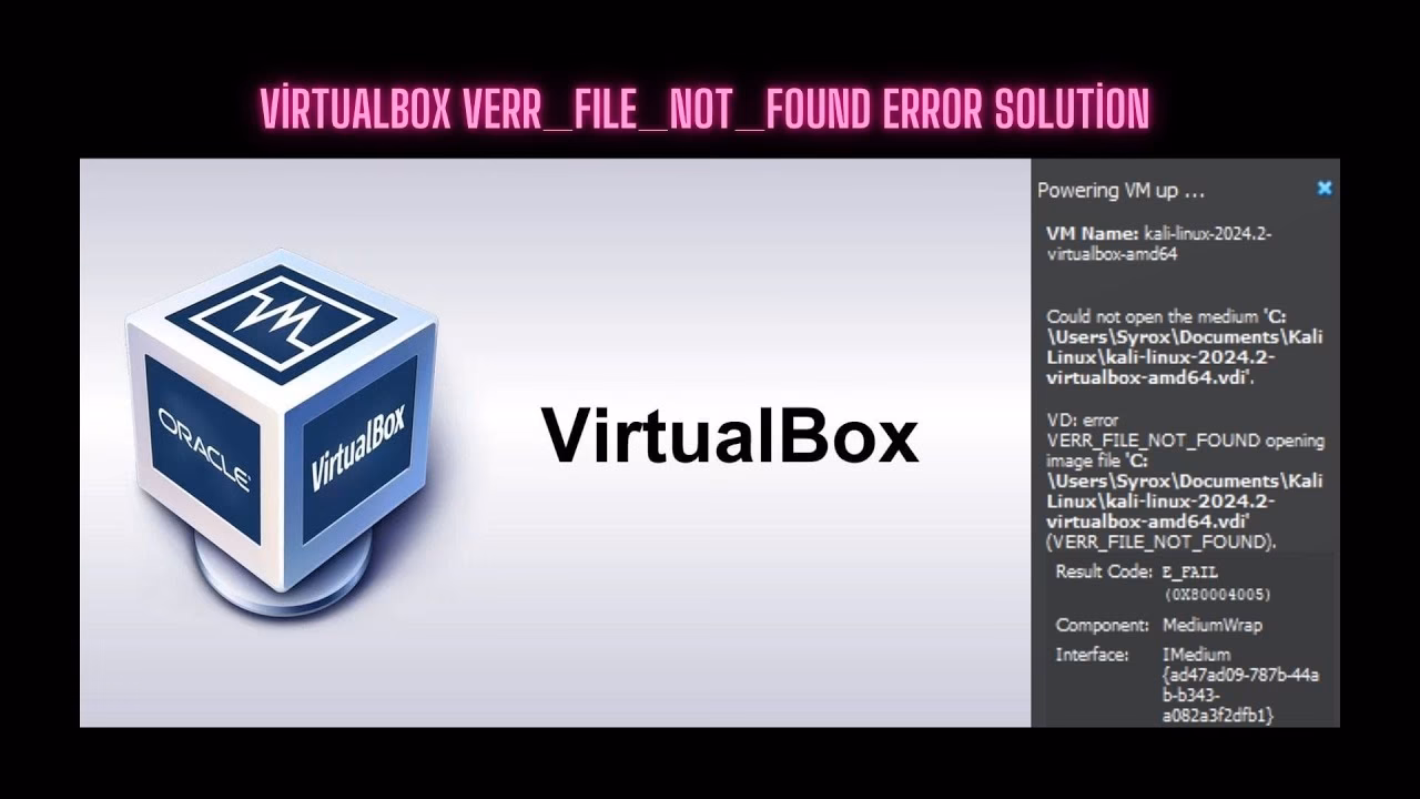 How do I fix a VM not working in VirtualBox?