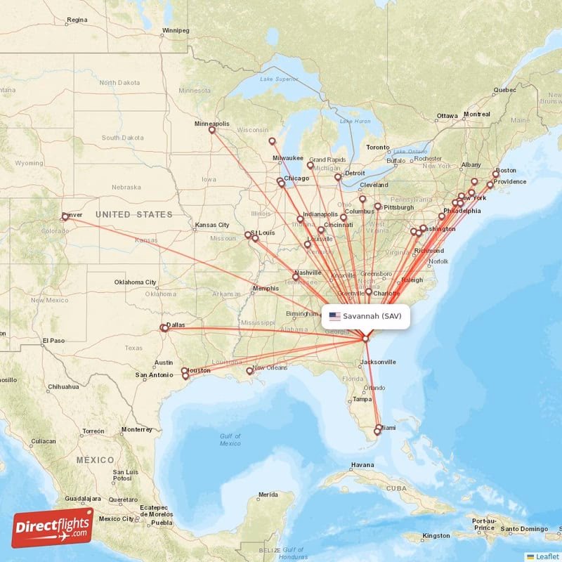 How many flights from Savannah Hilton Head International (SAV)?